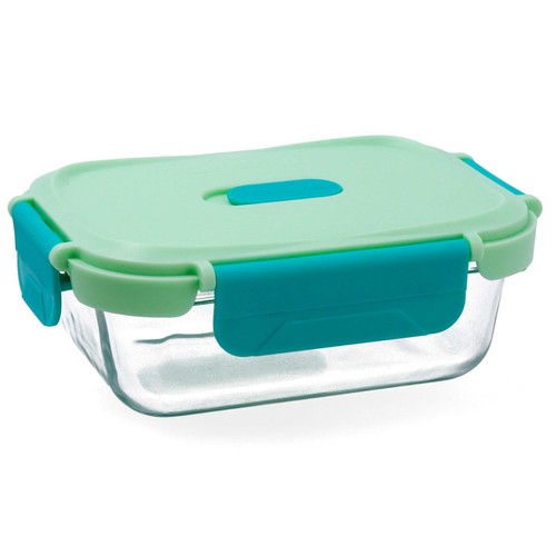 Hermético de vidrio rectangular, 37 cl, tapa verde claro, Move Box LUMINARC