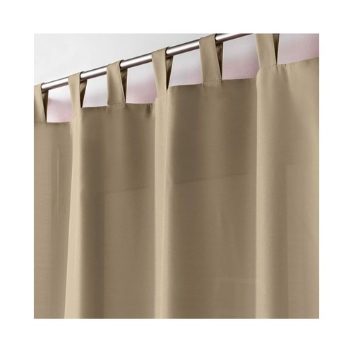 Cortina lisa de lino con trabillas, 100% poliéster 140 x 260 cm., ESSENTIAL.