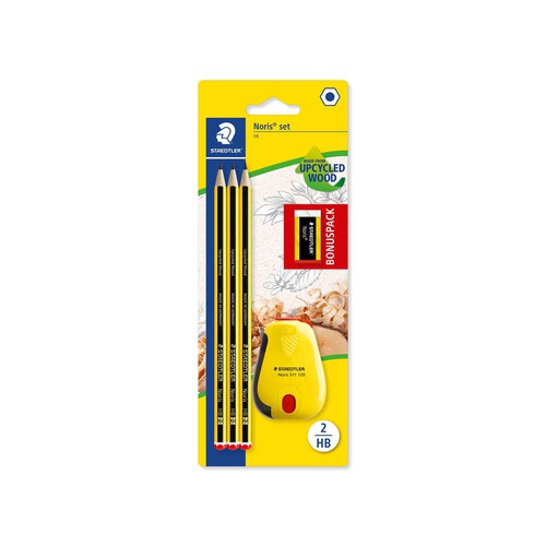 Blister 3 lapices noris 120-2 + 1 goma 526 n40 + 1 afilalapices, STAEDTLER.
