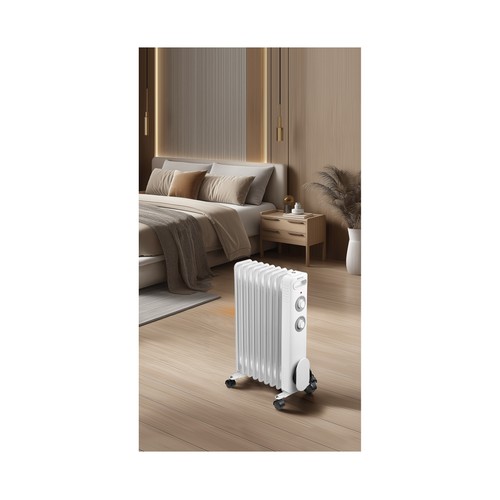 Radiador de aceite QILIVE Q.6253 blanco, 2000W, 4 niveles.
