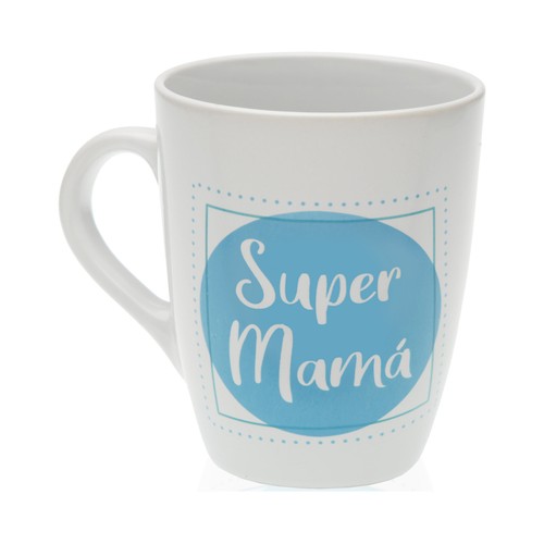 Taza de porcelana blanca diseño Supermamá, VERSA