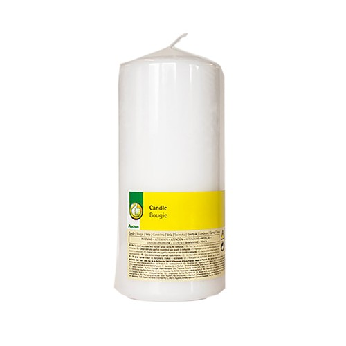 Vela cilíndrica no perfumada 20cm en colkor blanco, PRDUNTO ECONÓMICO ALCAMPO.