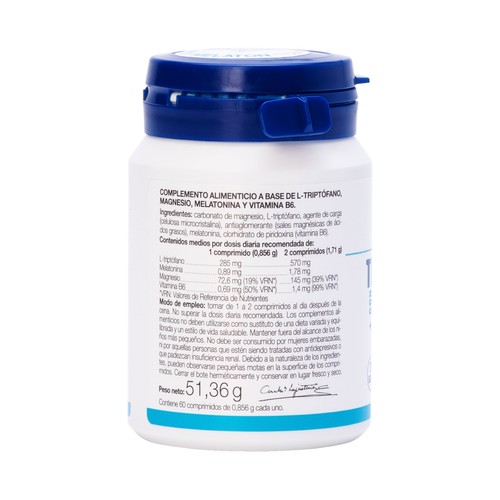 ANA MARIA LAJUSTICIA® Complemento alimenticio a base de triptógano, melatonina, magnesio y vitamina B6 60 uds.