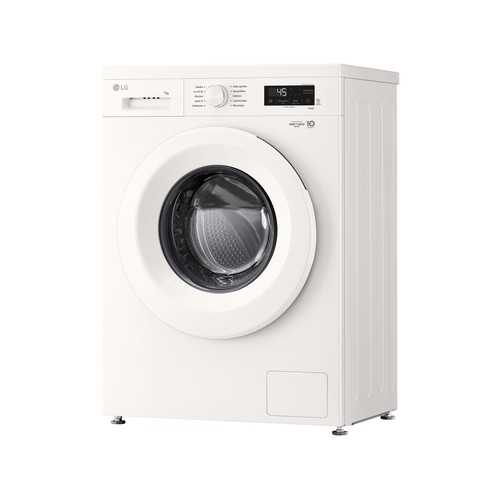 Lavadora LG F2X10S7NLH 7KG, color blanco, clasificación energética: A, 1200RPM, H: 85cm, A: 60cm, F: 44cm.