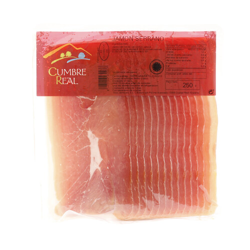 CUMBRE REAL Jamón serrano hembra cortado en lonchas CUMBRE REAL 250 g.