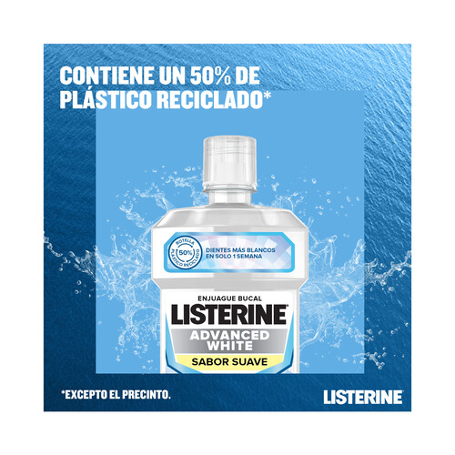 LISTERINE Enjuague bucal con acción blanqueadora y sabor suave a menta LISTERINE Advanced white 500 ml.