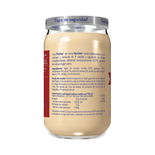 NUTRIBÉN Potitos® de verduritas con pollo y ternera, a partir de 6 meses NUTRIBÉN 235 g.