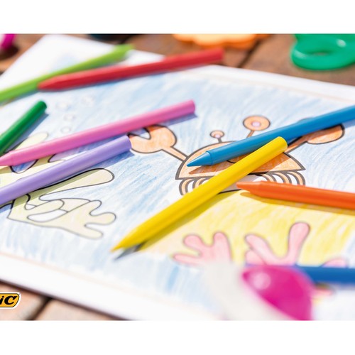 Caja de 24 pinturas extra-resistentes y que no manchan las manos, de diferentes colores BIC kids.