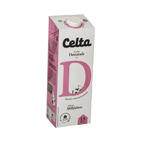 CELTA Leche desnatada de vaca con bienestar animal garantizado CELTA 4 x 1.5 l.