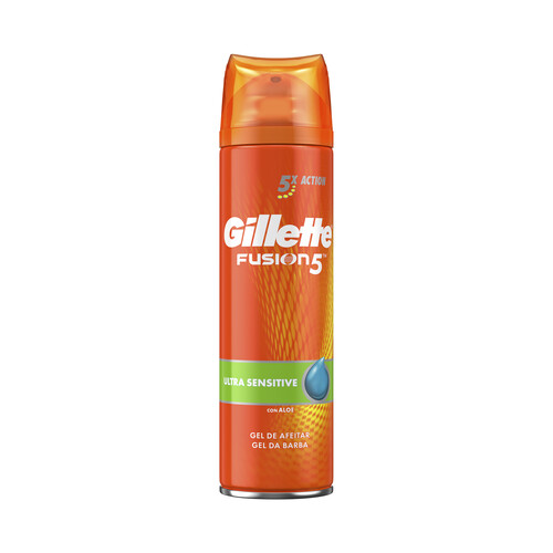 GILLETTE Gel de afeitado especial pieles sensibles GILLETTE Fusion 5 200 ml.
