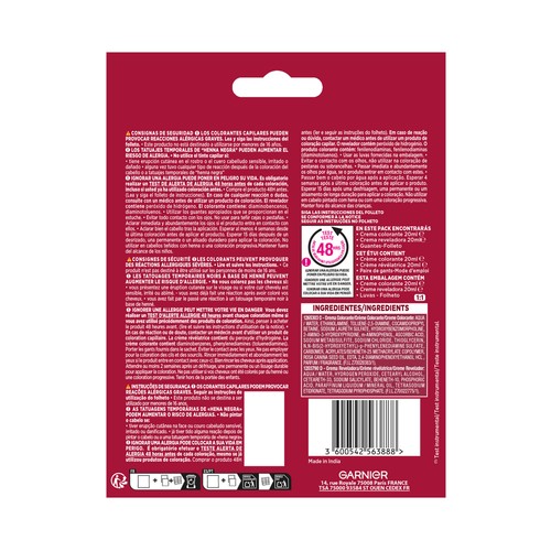 GARNIER Color sensation tono 3.0 Castaño oscuro Coloración retocadora de raices sin amoniaco.