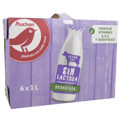 Leche desnatada de vaca, sin lactosa PRODUCTO ALCAMPO 6 x 1l.