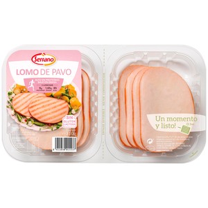 SERRANO Lomo de pavo adobado y cortado en lonchas 310 g.