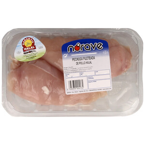 Imagen de NORAVE Pechuga de pollo fileteada, con certificado Halal Bandeja