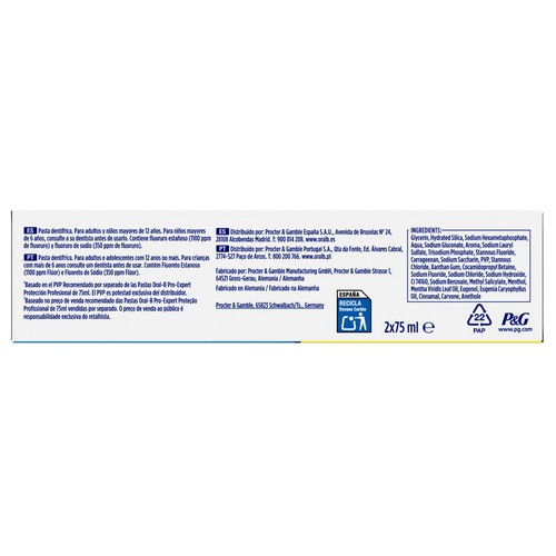 ORAL-B Pro-expert protección profesional Pasta de dientes con protección contra la placa 2 x 75 ml.