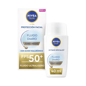 NIVEA Sun Fluido protector facial diario, tono mediano con FPS 50+ (muy alto) 40 ml.