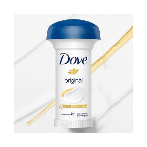 DOVE Original Desodorante en crema para mujer sin alcohol y con protección anti-transpirante hasta 24 horas 50 ml.
