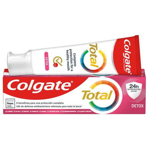 COLGATE Total detox Pasta de dientes con flúor y 24 horas de protección activa 75 ml.