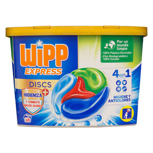 Detergente en cápsulas para lavadora antiolores 4 en 1 WIPP EXPRESS 18 uds.