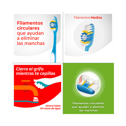 COLGATE Cepillo de dientes medio que ayudan a eliminar las manchas superficiales COLGATE Premier white