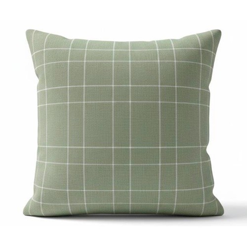 Cojín estampado cuadros 55x55cm color verde. MAUROTEX