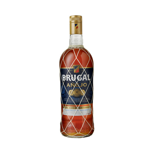Ron añejo de calidad superior, destilado, envejecido y embotellado en Republica Dominicana BRUGAL botella 1l.