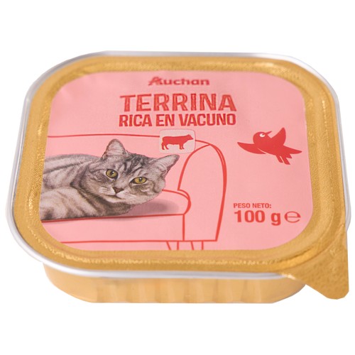 PRODUCTO ALCAMPO Alimento completo gatos adultos, rico en vacuno 100 g.