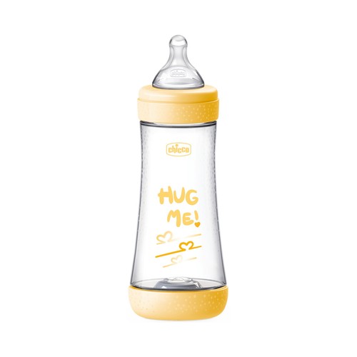 CHICCO Perfect 5 Biberón de 300 ml con tetina de silicona, flujo rápido y sistema anticólicos, a partir de 4 meses.