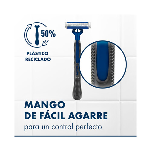 GILLETTE Cuchilla de afeitar desechable con cabezal pivotante de triple hoja GILLETTE Blue 3 smooth 16 uds