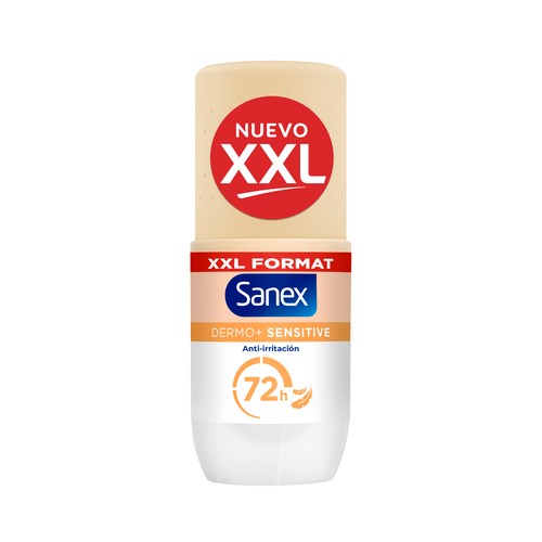 SANEX Dermo+ sensitive Desodorante roll on para mujer, antitranspirante hasta 72 horas 90 ml.