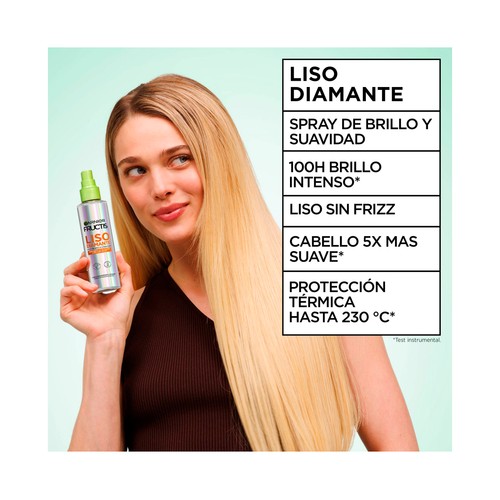 FRUCTIS de Garnier Liso diamante Spray de brillo y suavidad, para cabellos encrespados y apagados 150 ml.