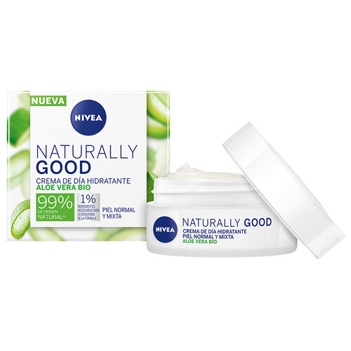 NIVEA Crema de día con aloe vera bio y acción hidratante, para piel normal y mixta NIVEA Naturally good 50 ml.