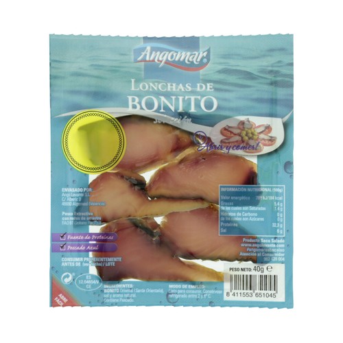ANGOMAR Lonchas de bonito ANGOMAR, 40 gramos.