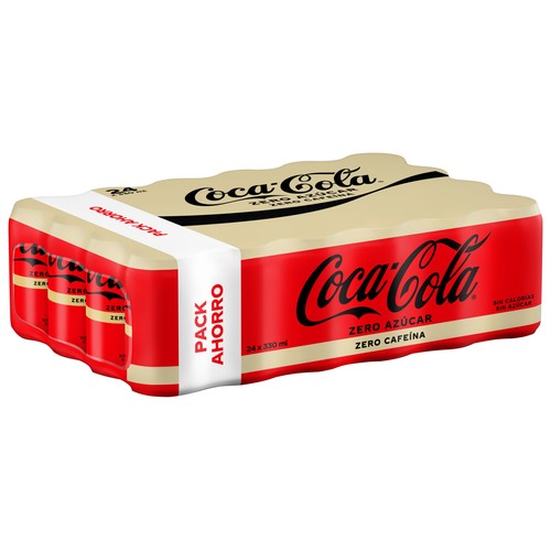COCA COLA Zero azúcar zero cafeína Refresco de cola pack 24 latas 33 cl.