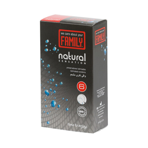 FAMILY Preservativos lubricados, con depósito FAMILY Natural sensation 6 uds