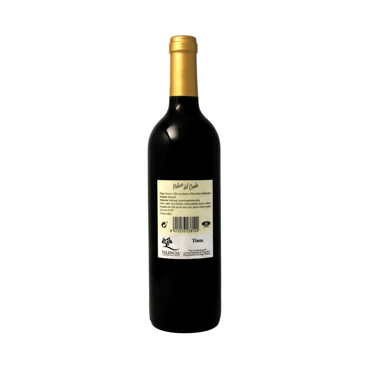 PALACIO DEL CONDE  Vino tinto con D.O. Valencia PALACIO DEL CONDE botella de 75 cl.