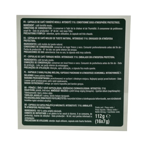 PRODUCTO ALCAMPO Café en cápsulas Lungo Intenso I7, 16 uds.