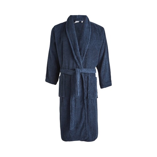 Albornoz para adulto color azul marino, 100% algodón, 380g/m², talla XL ACTUEL.