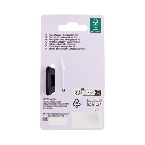 COSMIA Pinza grande negro para cabello.