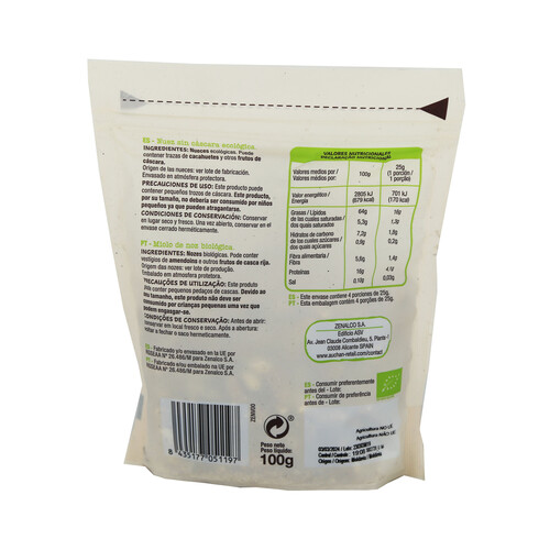 ALCAMPO ECOLÓGICO Nueces peladas ALCAMPO ECOLÓGICO 100 g.