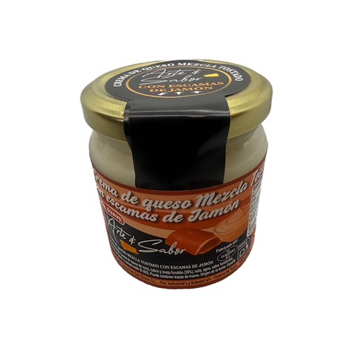 ARTE&SABOR Crema de queso mezcla (vaca y cabra) con escamas de jamón 175 g.