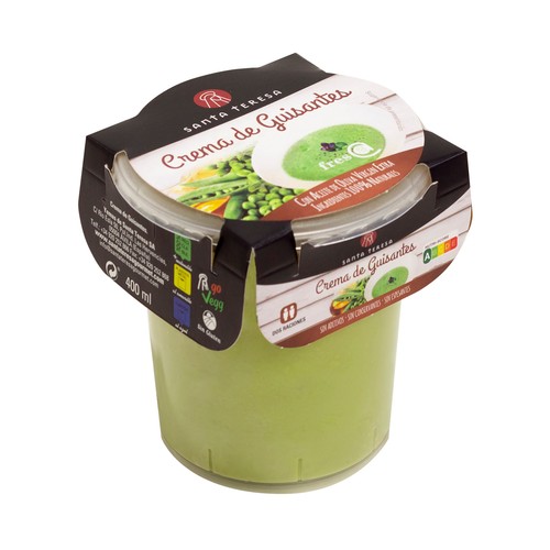 SANTA TERESA Crema de guisantes elaborada con ingredientes 100% naturales 400 ml.