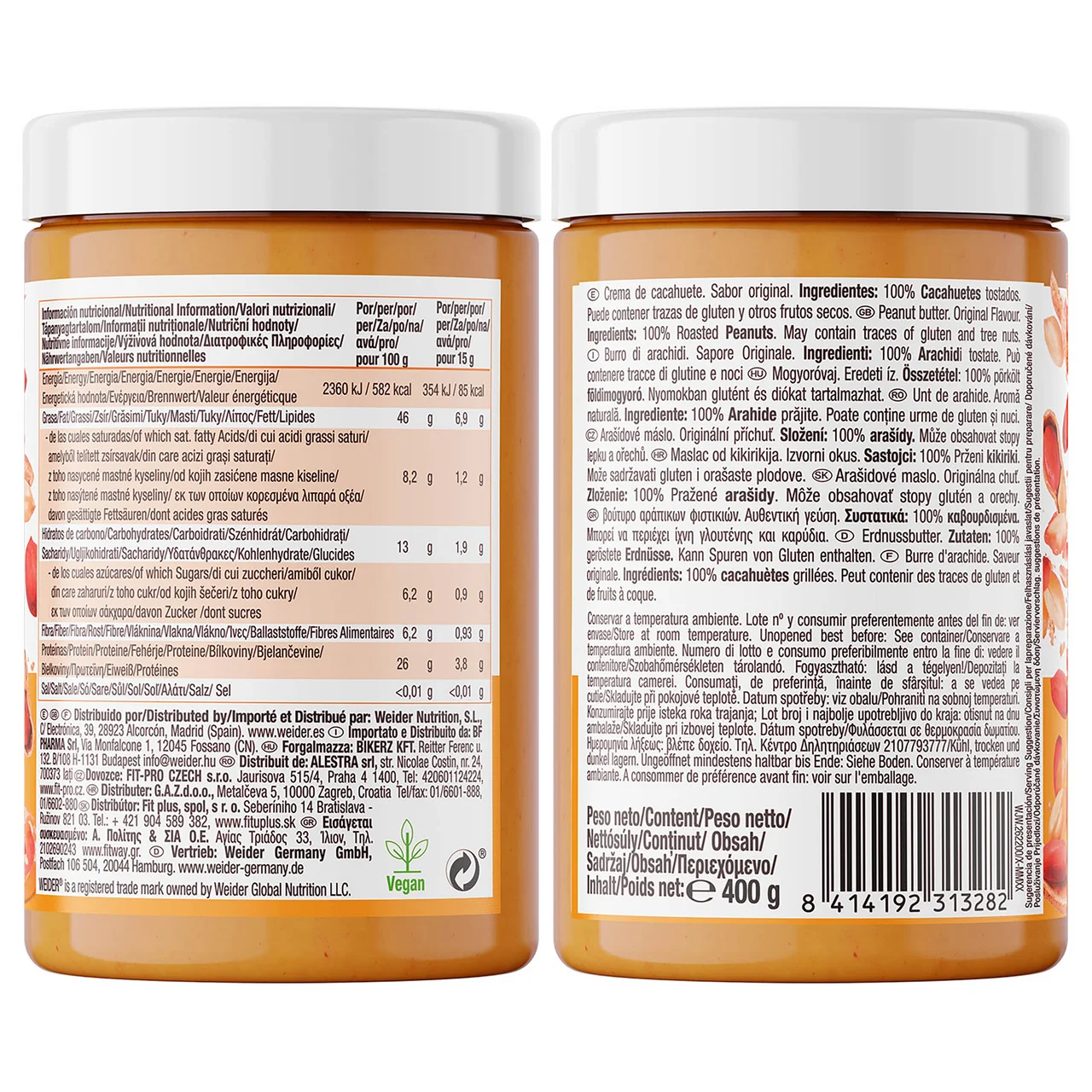 Crema de cacahuete suave 26% proteína 1 kg.