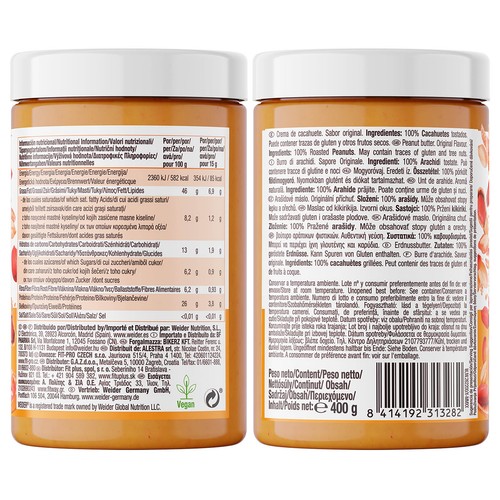 WEIDER Crema de cacahuete suave 26% proteína 1 kg.