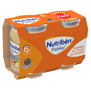 NUTRIBÉN Potitos® de macedonia de frutas con cereales, a partir de 6 meses NUTRIBÉN Merienda 2 x 190 g.