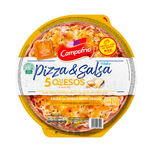CAMPOFRÍO Pizza 4 quesos con salsa al queso manchego CAMPOFRÍO 360 g.
