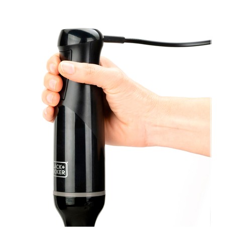 Batidora de mano con brazo de acero inoxidable BLACK + DECKER BXHB501E, 500W,  1 nivel de potencia, incluye vaso medidor.