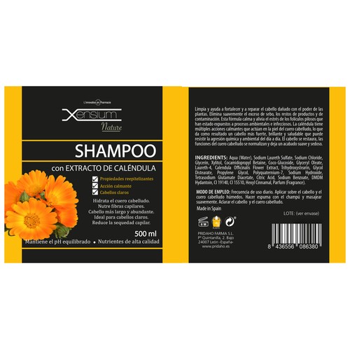 XENSIUM Nature Champú con extracto de caléndula especialmente indicado para la caspa severa y picores 500 ml.