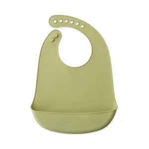 Babero silicona INTERBABY con recogemigas de 23x28,5x2cm, color verde.