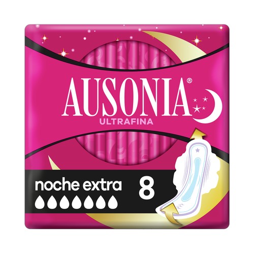 AUSONIA Compresas ultrafina noche extra con alas AUSONIA 8 uds.